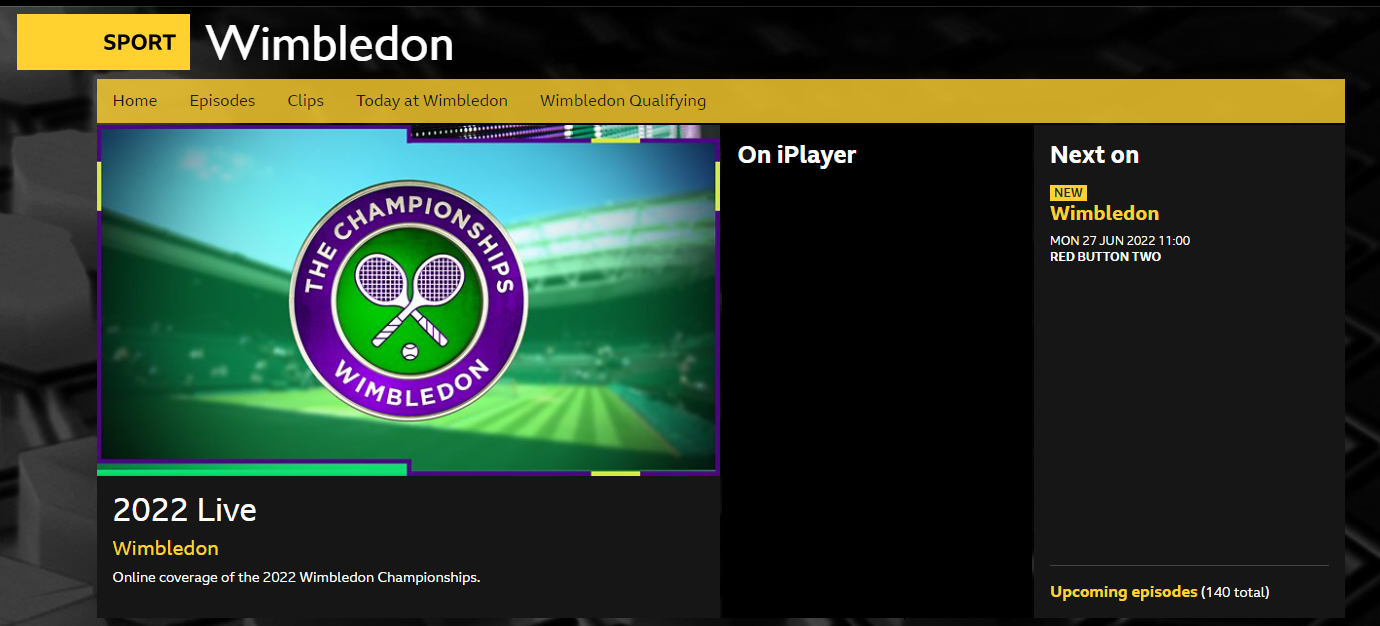 BBC iPlayer Wimbledon